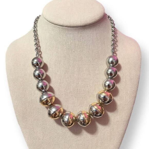 Vintage Talbots Silver And Gold Ball Necklace - Picture 1 of 3